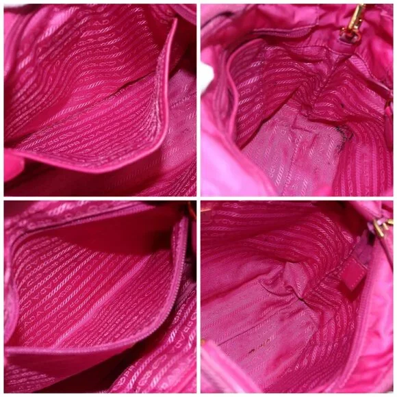 PRADA Hand Bag Nylon 2way Pink Gold Auth